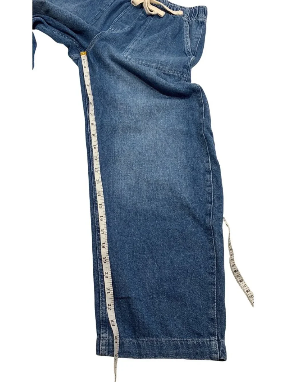 Gap The easy barrel patch pocket Jeans indigo XS Petite Denim Drawstring Wide-Le - Picture 11 of 11